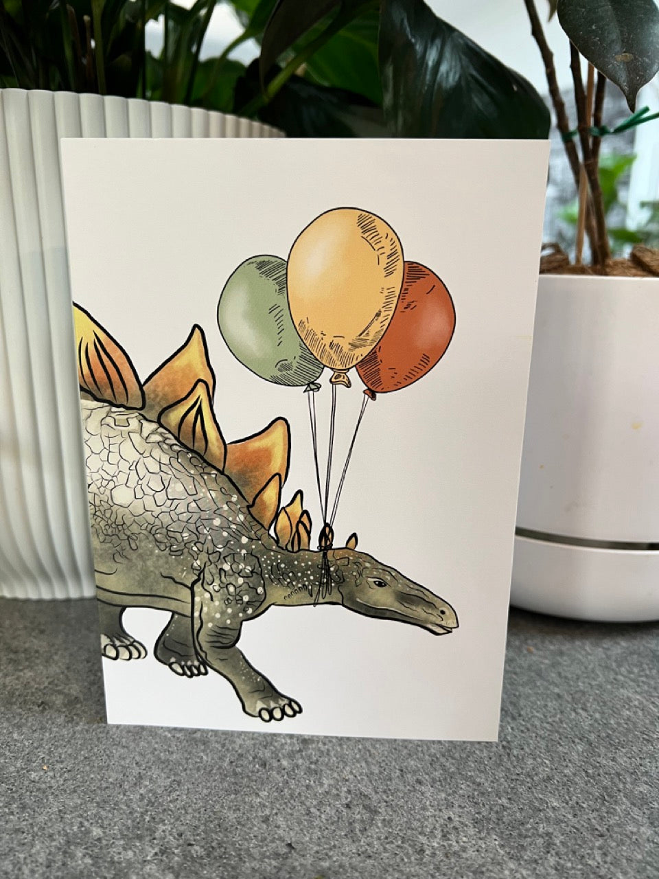 Hand-Illustrated 7 x 5-inch Dino Birthday Card
