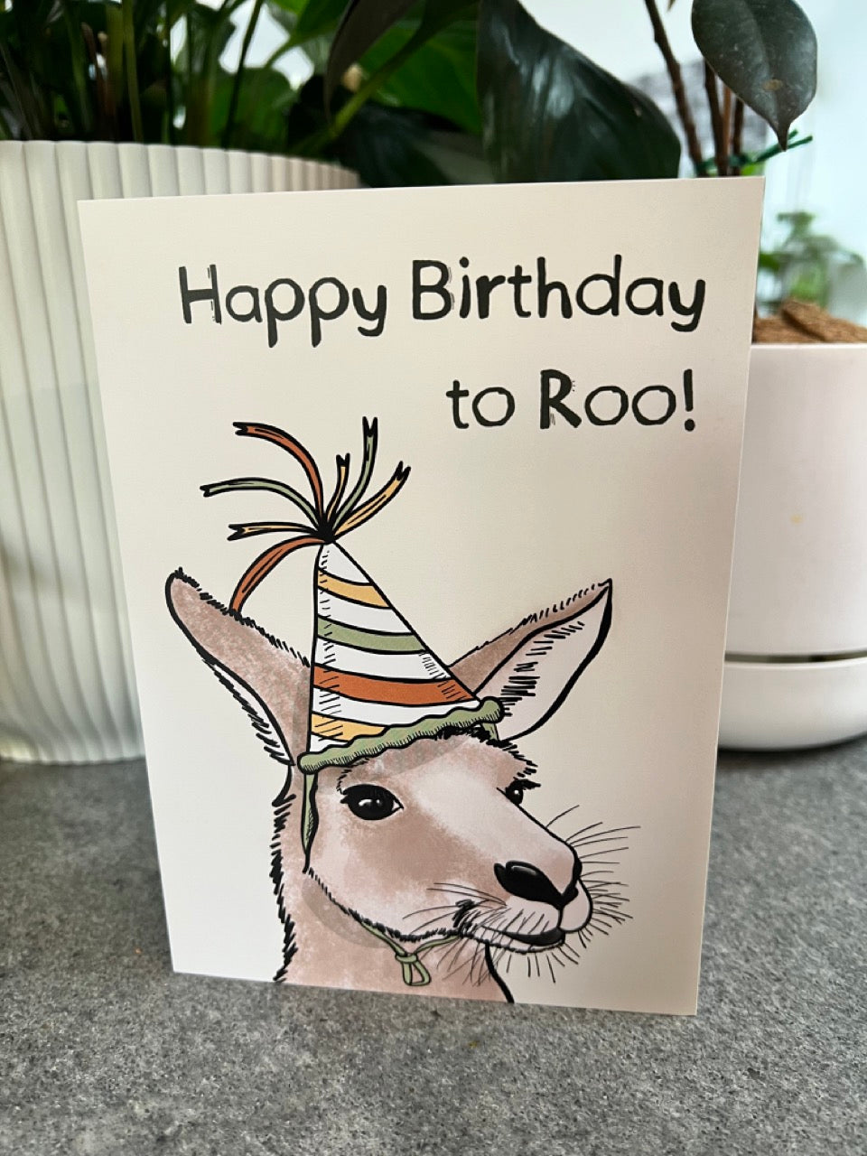Hand-Illustrated 7 x 5-inch Kangaroo Birthday Card