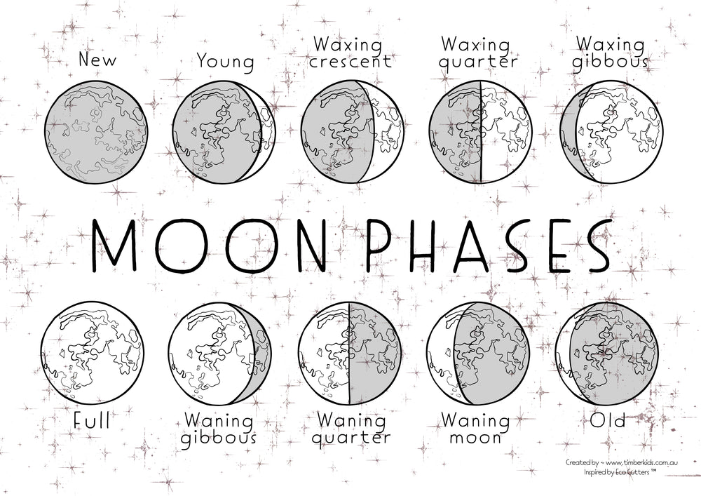 Moon Phases Colour In - Timber Kids 