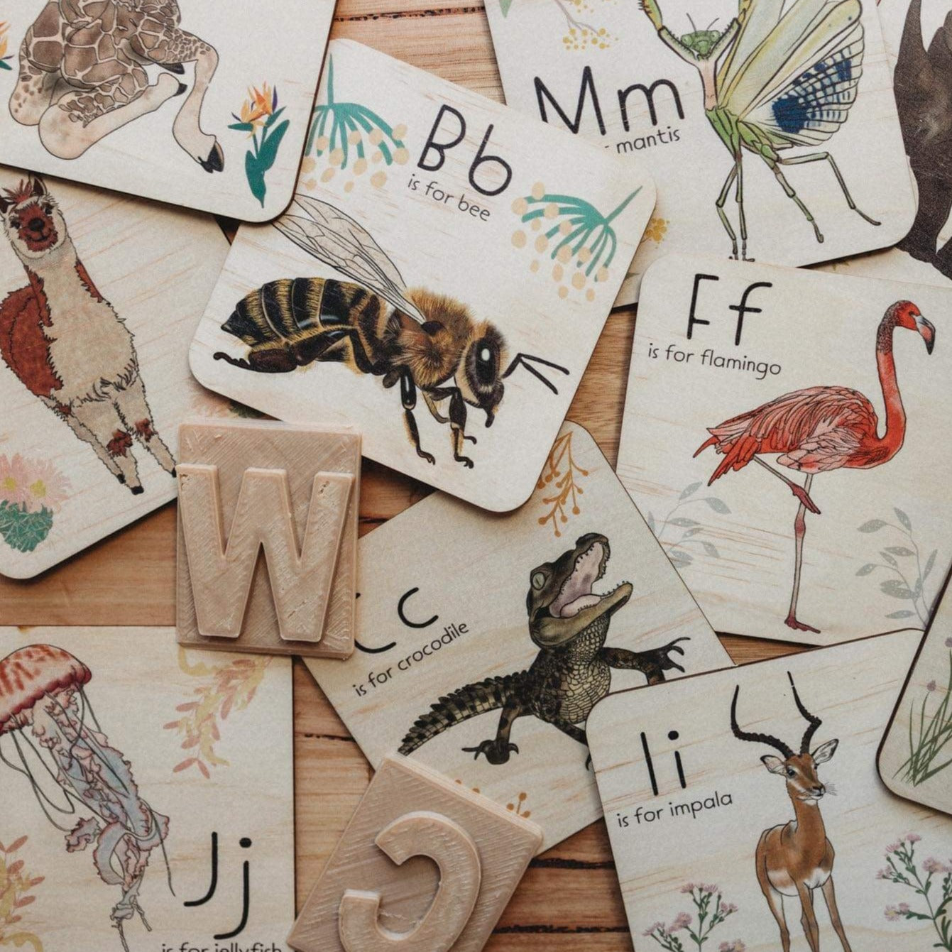 Kids Easy-As-ABC Timber Tiles Natural - | Timber Kids - Timber Kids 